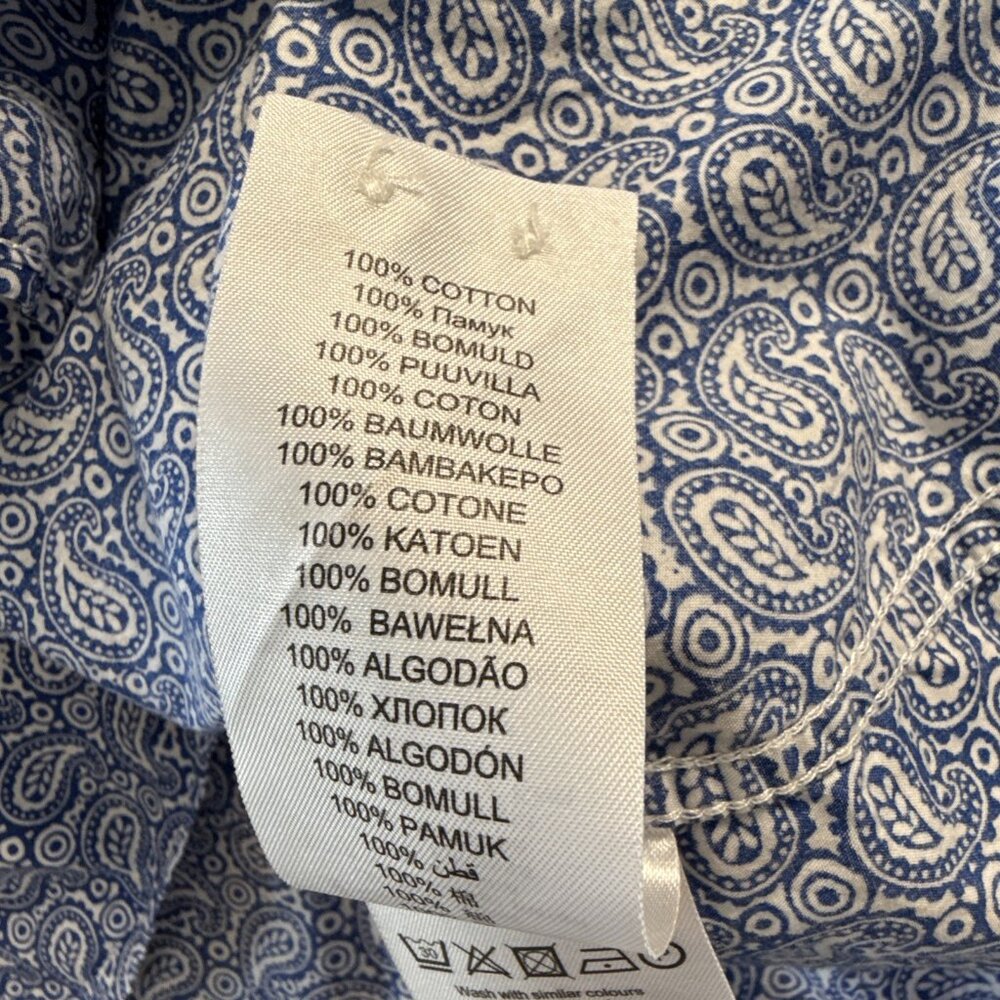 Ben Sherman Mens Button Down Shirt XL Paisley Long Sleeve Blue/White 100% cotton - Picture 7 of 10